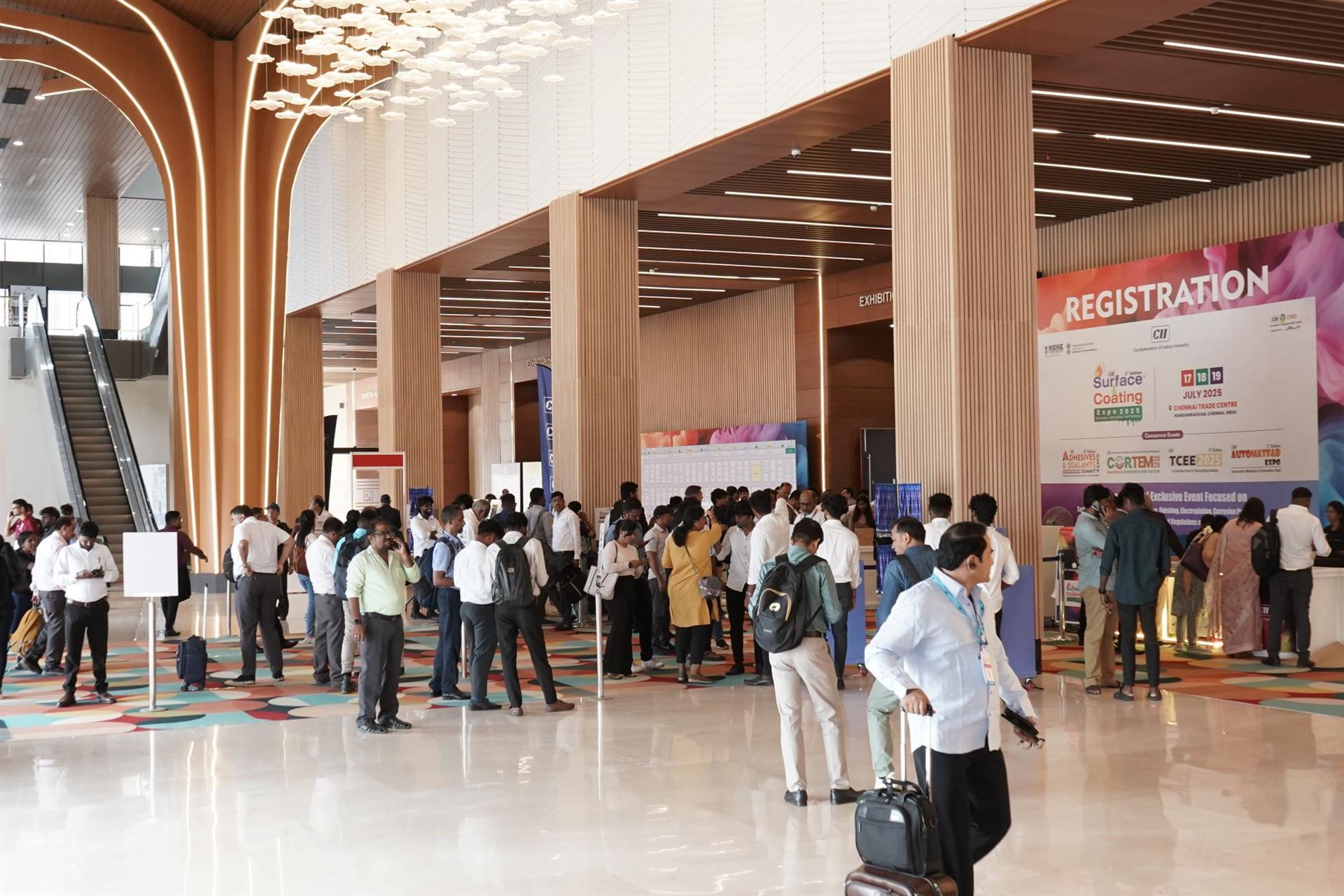 Visitors at the registration atrium, SCE 2025